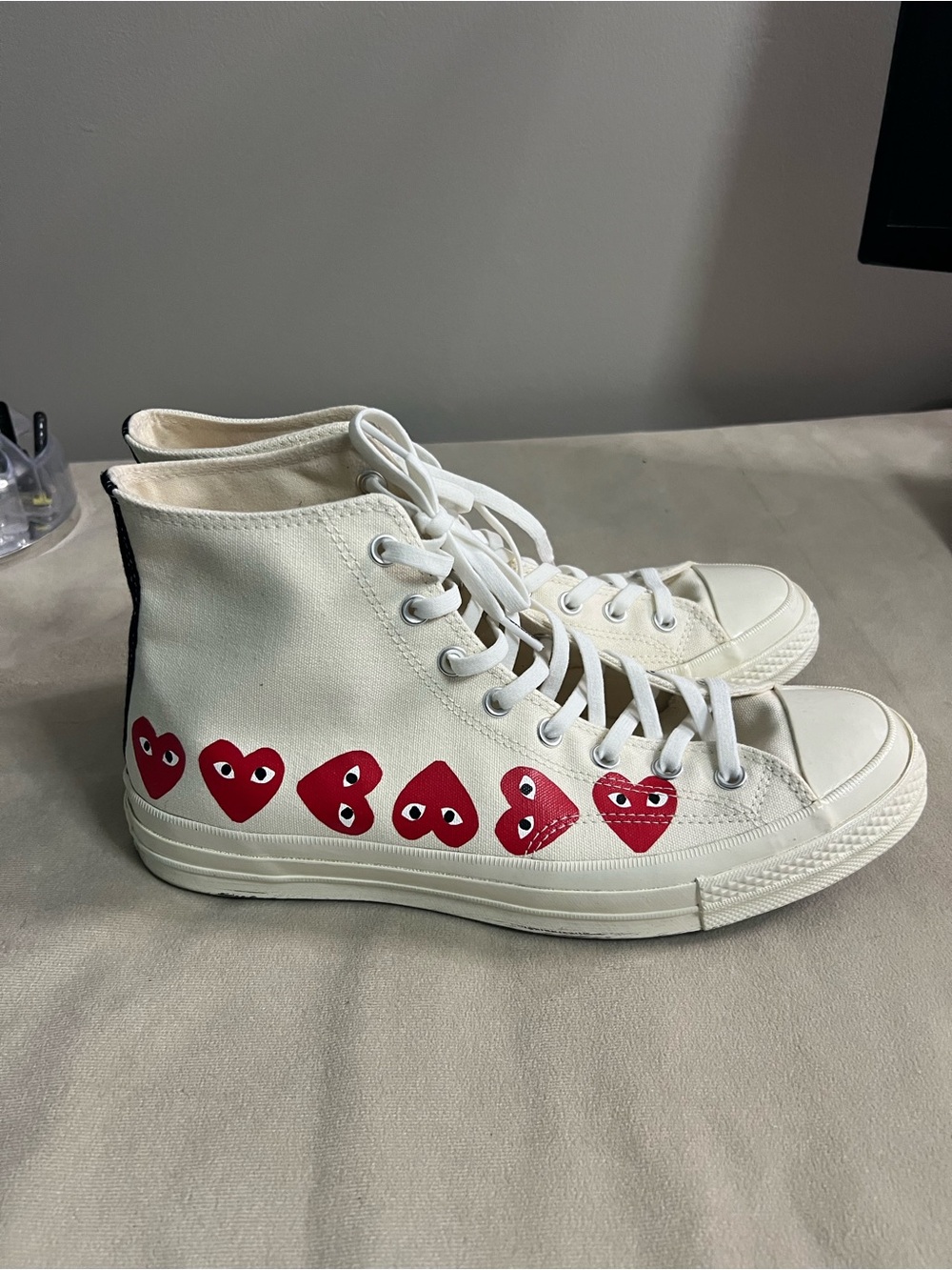 🔥 Converse x CDG PLAY Chuck 70 High Top Hearts Sneakers  White Red Size 11 Rare